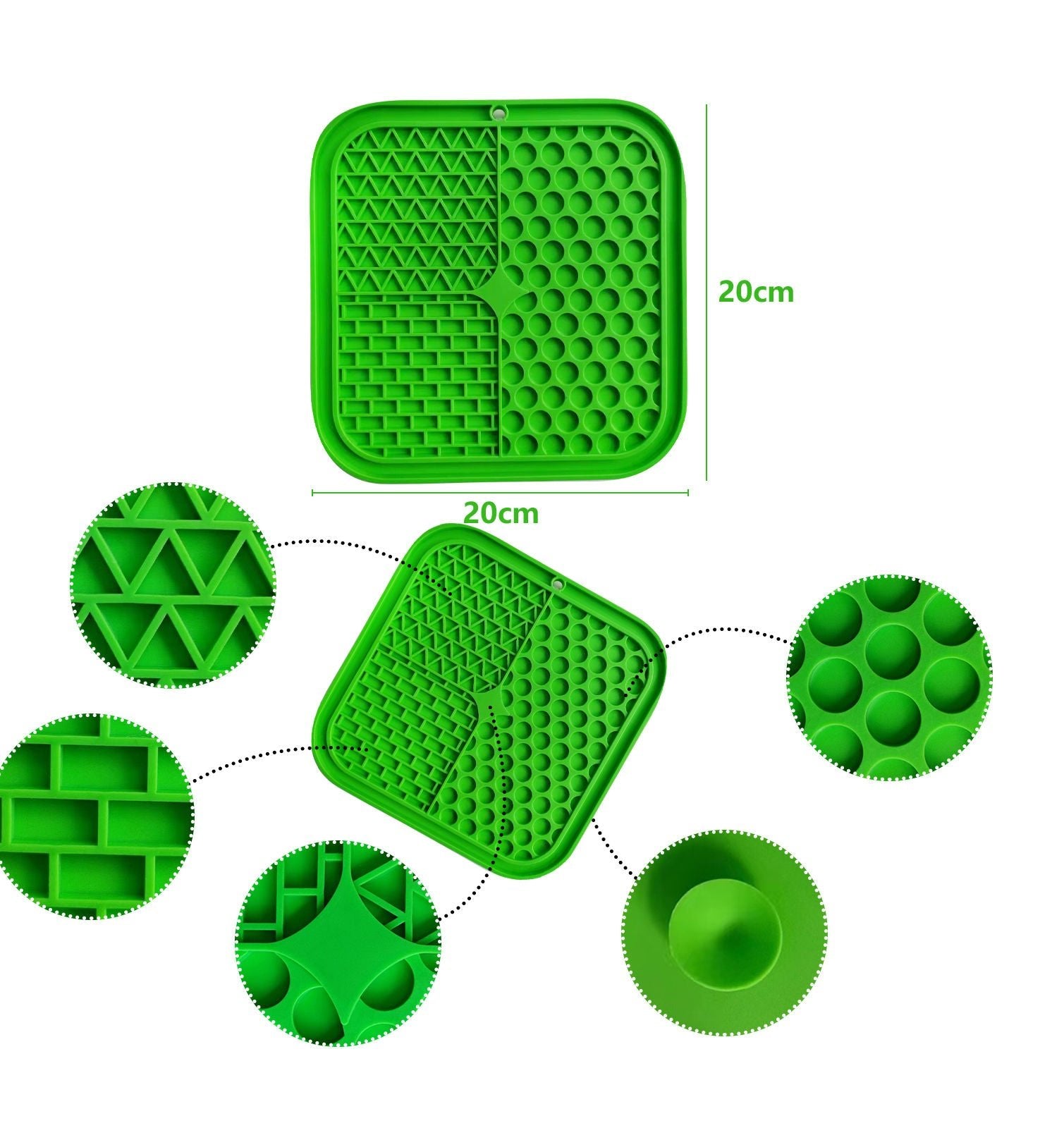 Pawfriends 3in1 Silicone Pet Lick Mat Cat Puppy Dog Slow Feeder Grooming Helper Mat Green - DogsDomain.com.au
