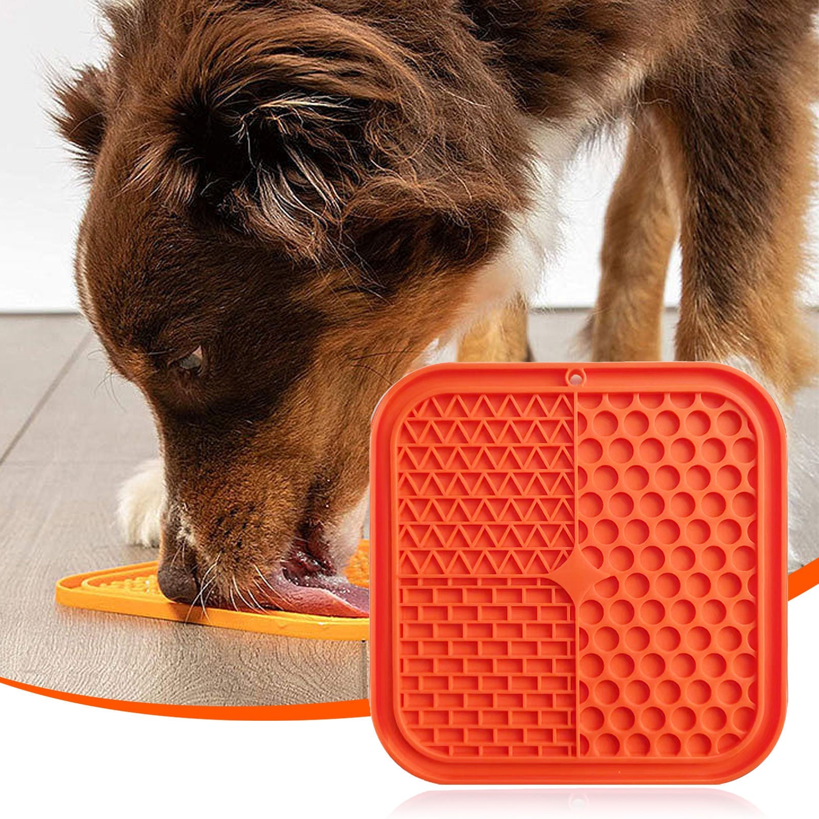 Pawfriends 3in1 Silicone Pet Lick Mat Cat Puppy Dog Slow Feeder Grooming Helper Mat Orange - DogsDomain.com.au