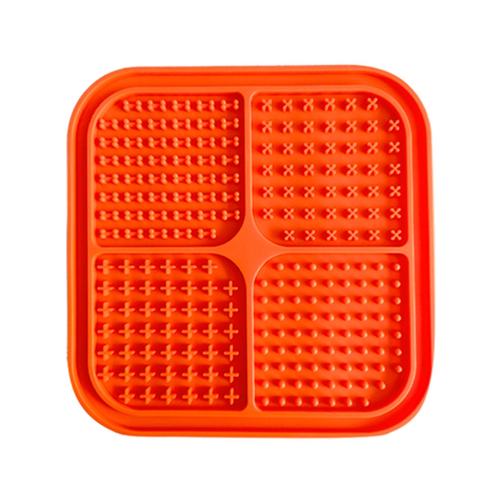 Pawfriends 4in1 Silicone Pet Lick Mat Cat Puppy Dog Slow Feeder Grooming Helper Mat Orange - DogsDomain.com.au