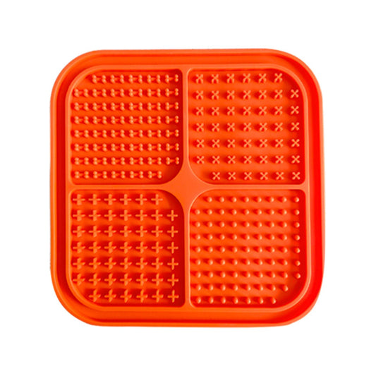 Pawfriends 4in1 Silicone Pet Lick Mat Cat Puppy Dog Slow Feeder Grooming Helper Mat Orange - DogsDomain.com.au