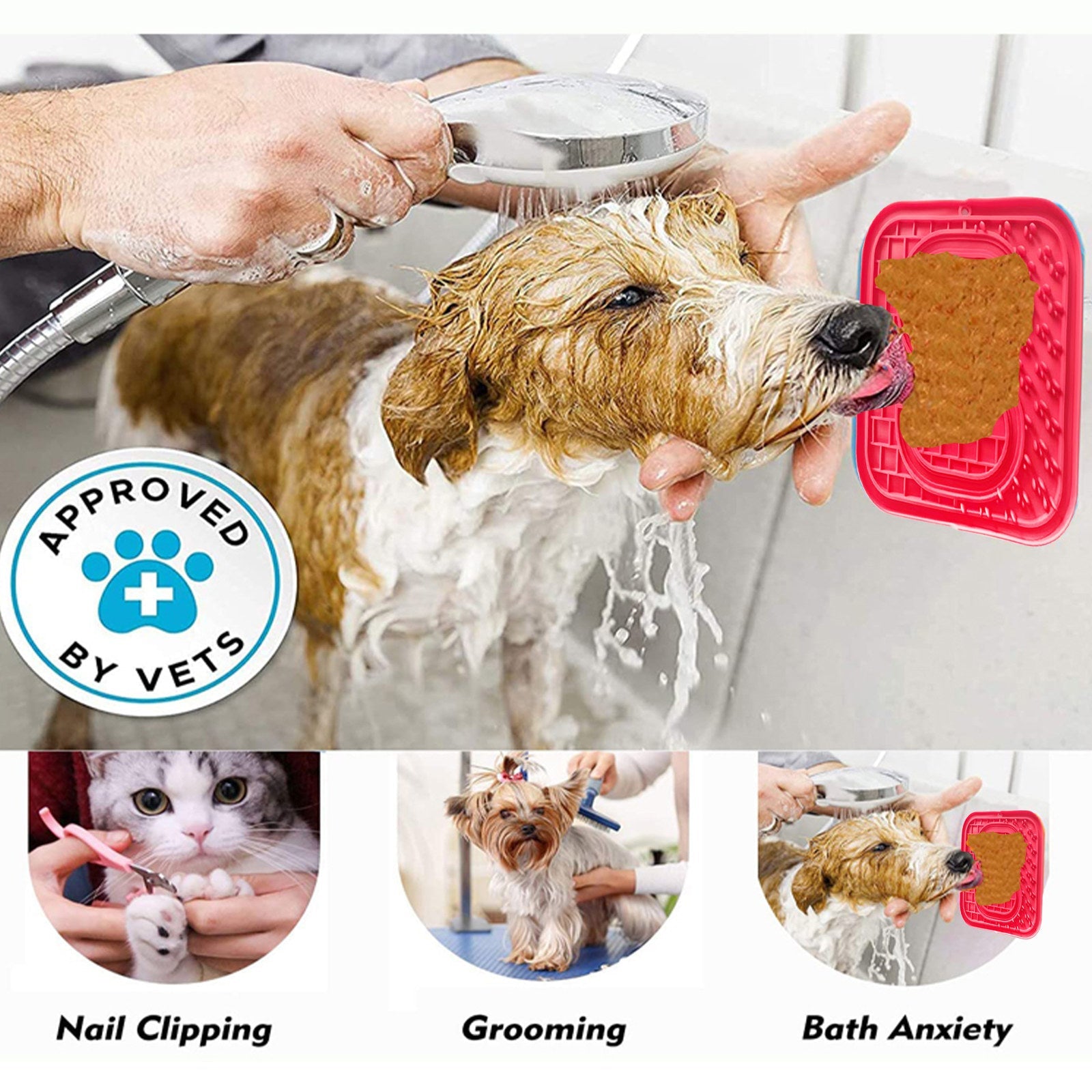 Pawfriends Asphyxia-resistant Silicone Pet Slow Food Mat Licking Mat Grooming Helper Red - DogsDomain.com.au
