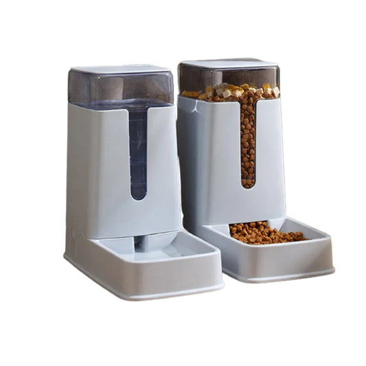 Pawfriends Automatic 3.5L Feeder Food Pet Dog Cat Puppy Dispenser Feeder Bowl Bottle Grey - DogsDomain.com.au