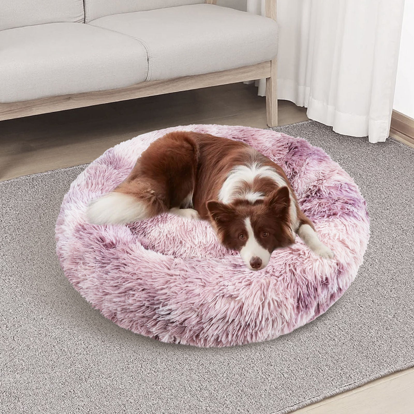Pawfriends Cat Dog Pet Calming Bed Warm Soft Plush Round Nest Comfy Sleeping Kennel Cave AU - DogsDomain.com.au