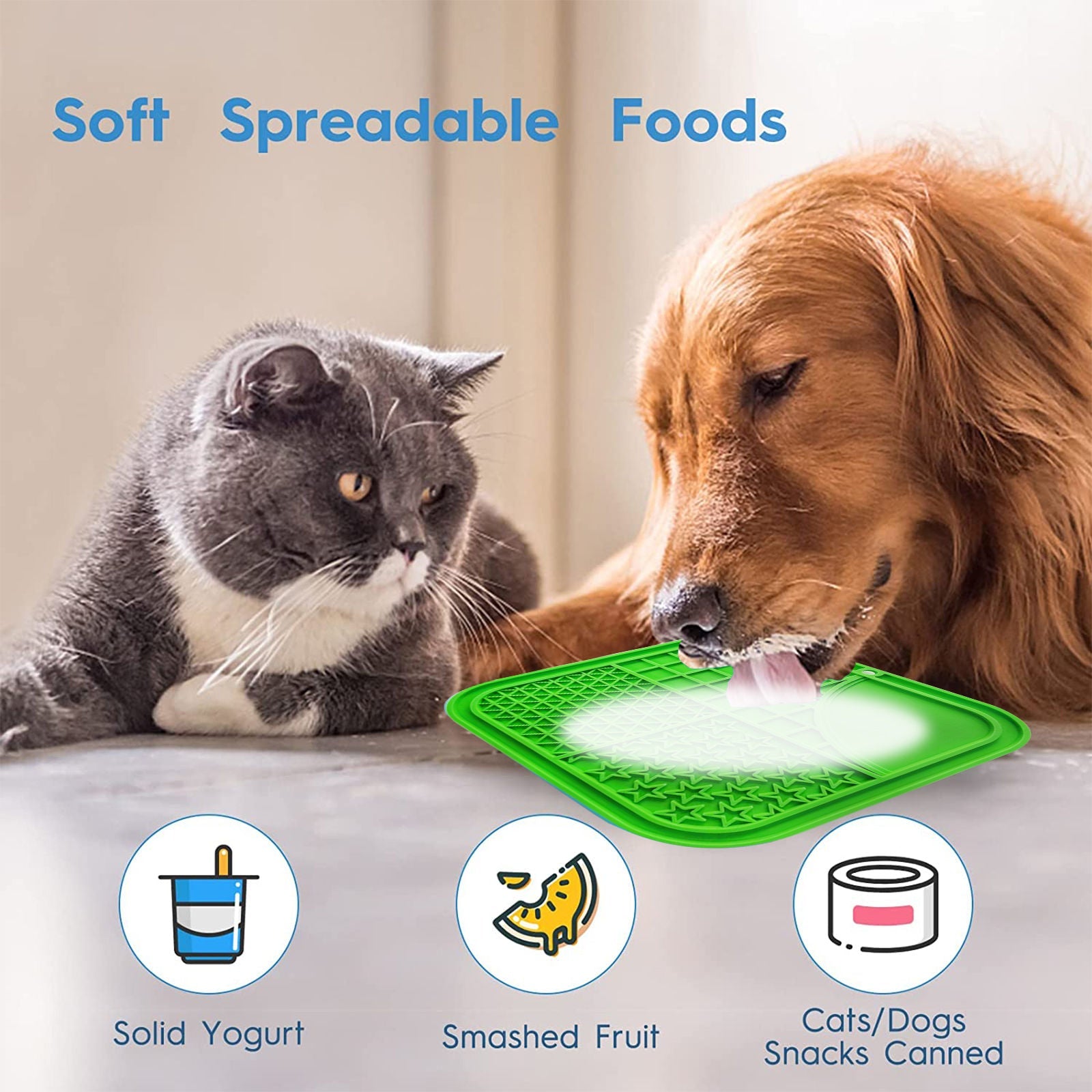 Pawfriends Dog Cat Pet Licking Pad Anti-Anxiety Toy Slow-Feeding Licking Pad Green - DogsDomain.com.au