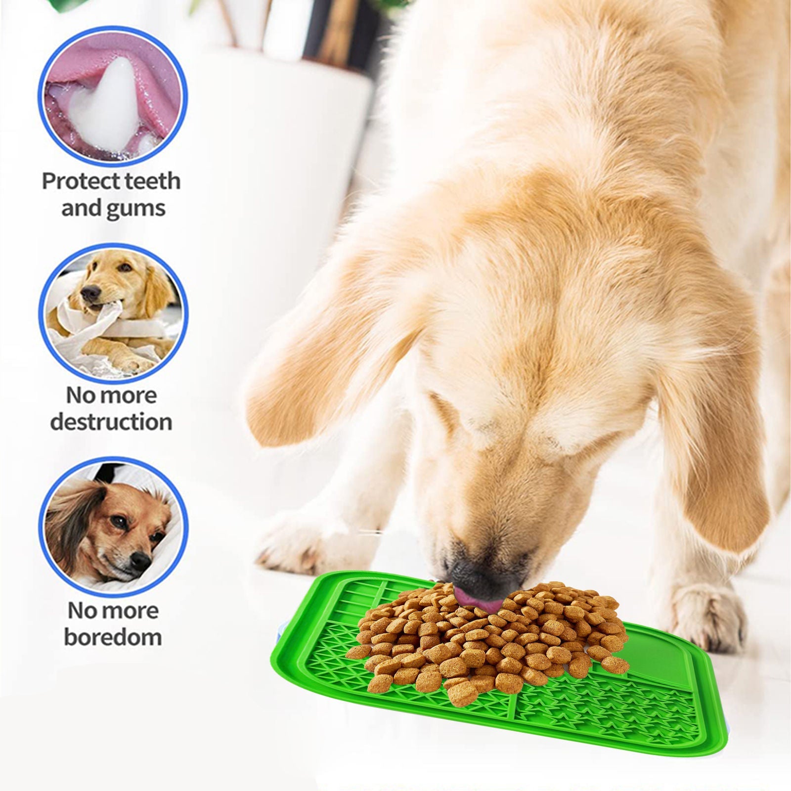 Pawfriends Dog Cat Pet Licking Pad Anti-Anxiety Toy Slow-Feeding Licking Pad Green - DogsDomain.com.au