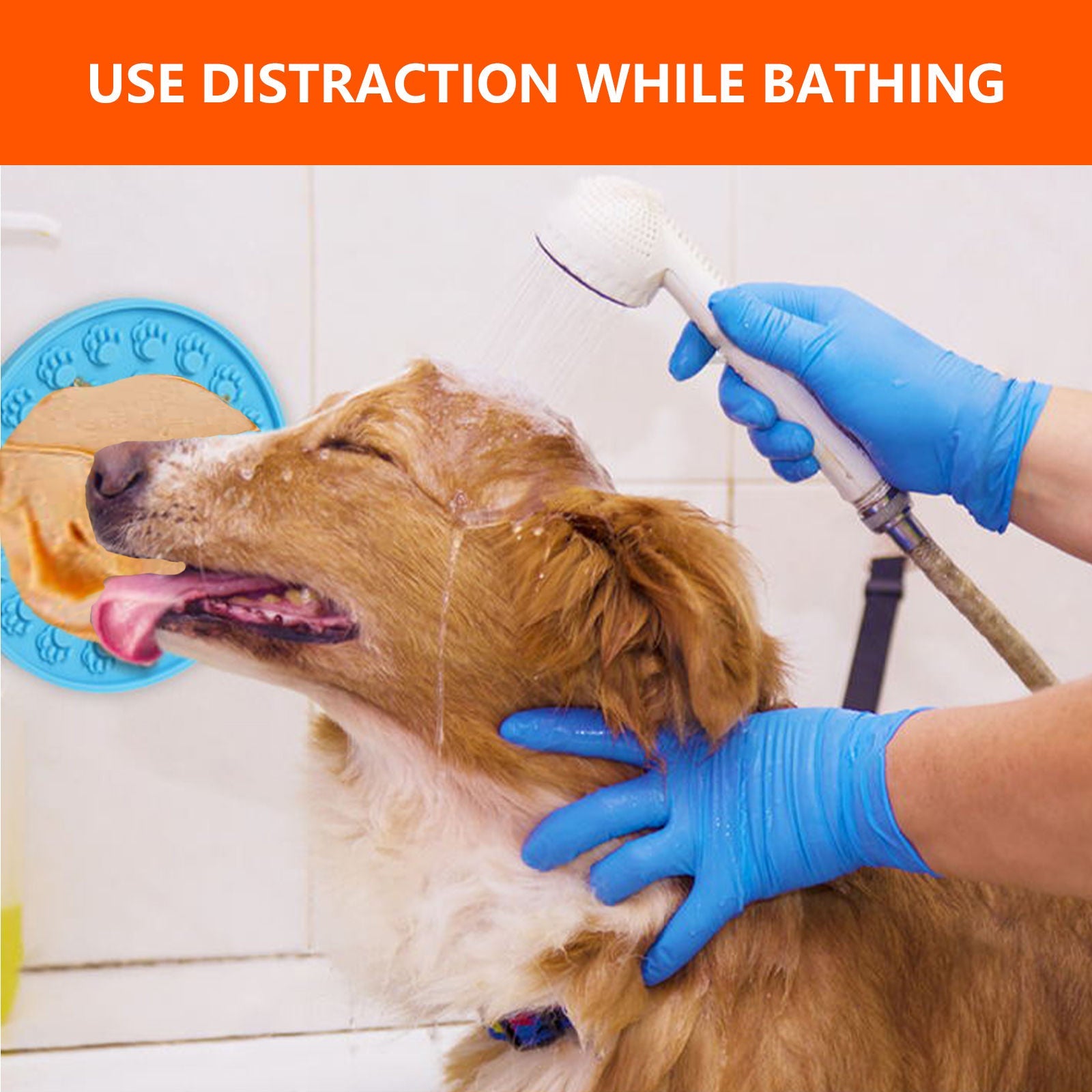 Pawfriends Silicone Dog Cat Pet Licking Pad Anti-Anxiety Slow-Feeding Licking Pad Blue - DogsDomain.com.au