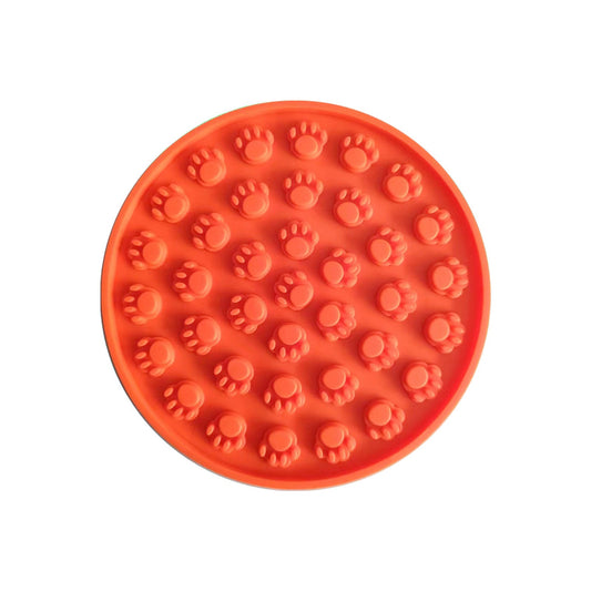 Pawfriends Silicone Dog Cat Pet Licking Pad Anti-Anxiety Slow-Feeding Licking Pad Orange - DogsDomain.com.au