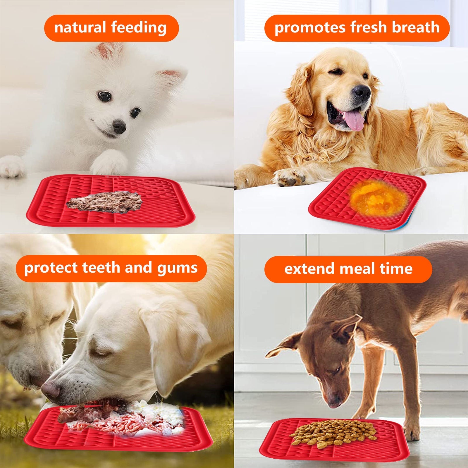 Pawfriends Silicone Dog Pet Lick Mat Anti-choking Slow Feeder Bath Grooming Helper Red - DogsDomain.com.au