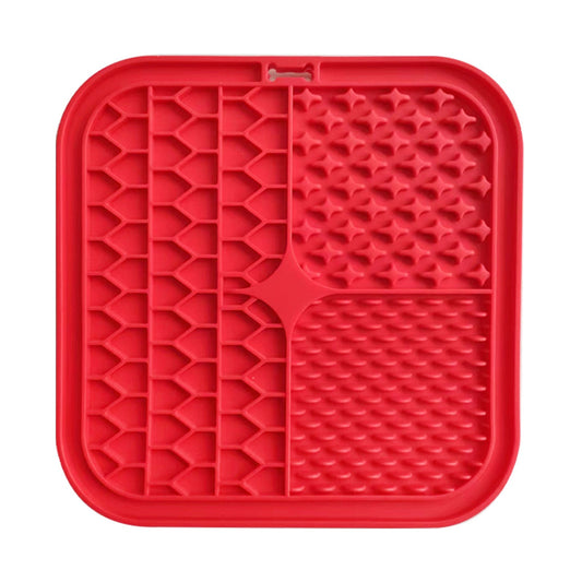 Pawfriends Silicone Dog Pet Lick Mat Anti-choking Slow Feeder Bath Grooming Helper Red - DogsDomain.com.au