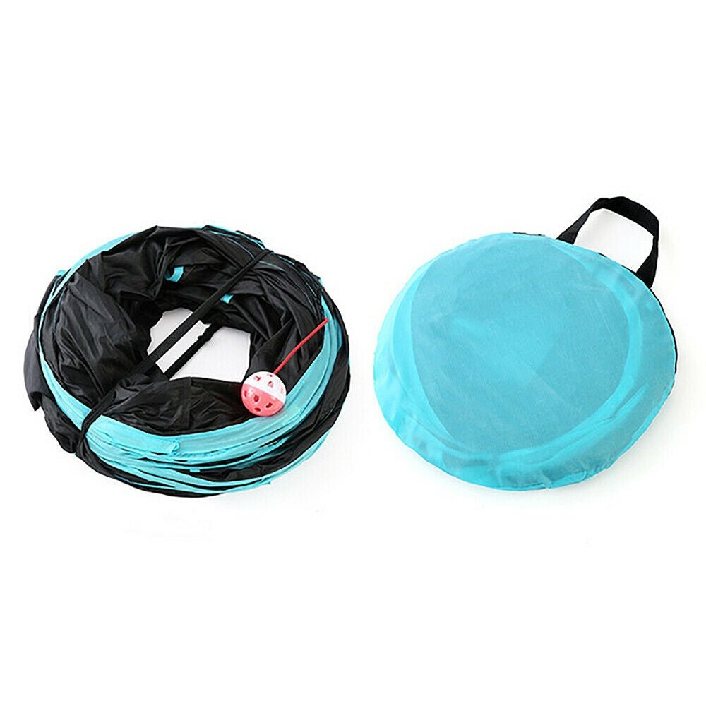 Pet Cat Kitten Puppy 4-Way Tunnel Play Toy Foldable Funny Exercise Tunnel Rabbit - DogsDomain.com.au