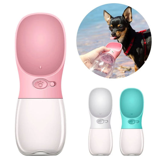 Pet Travel Water Bottle Portable Dogs rinking Feeder Leak-Proof Dispenser - White - DogsDomain.com.au