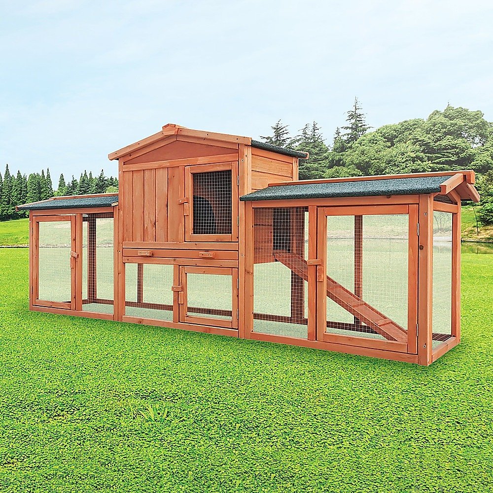 Rabbit Hutch Hutches Large Metal Run Wooden Cage Chicken Coop Guinea Pig - DogsDomain.com.au