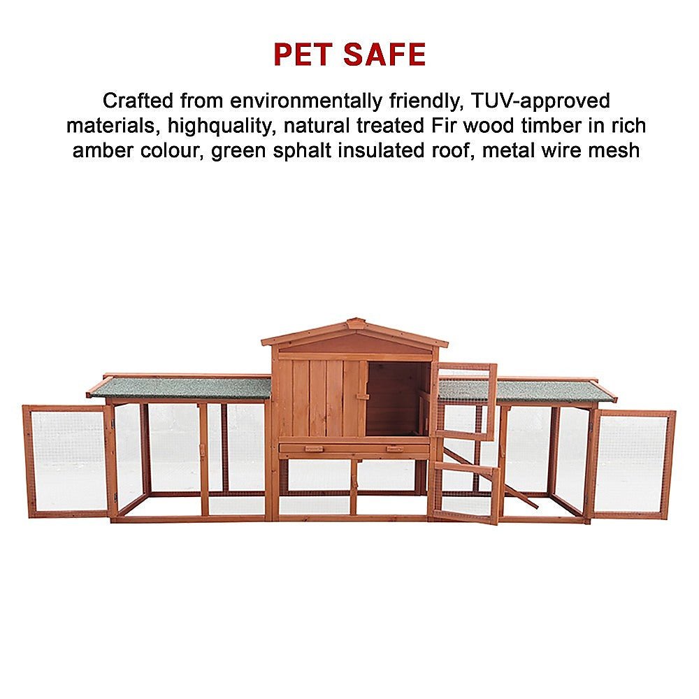 Rabbit Hutch Hutches Large Metal Run Wooden Cage Chicken Coop Guinea Pig - DogsDomain.com.au