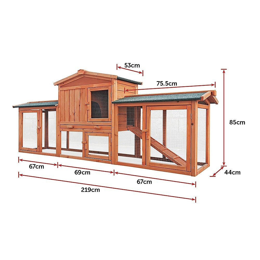 Rabbit Hutch Hutches Large Metal Run Wooden Cage Chicken Coop Guinea Pig - DogsDomain.com.au