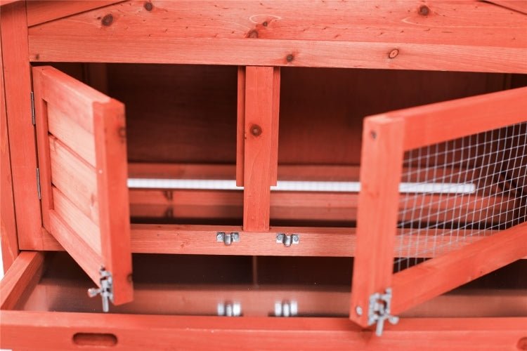 Rabbit Hutch Metal Run Wooden Cage Guinea Pig Cage House - DogsDomain.com.au