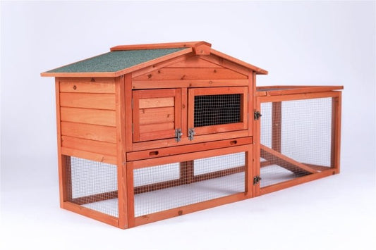 Rabbit Hutch Metal Run Wooden Cage Guinea Pig Cage House - DogsDomain.com.au