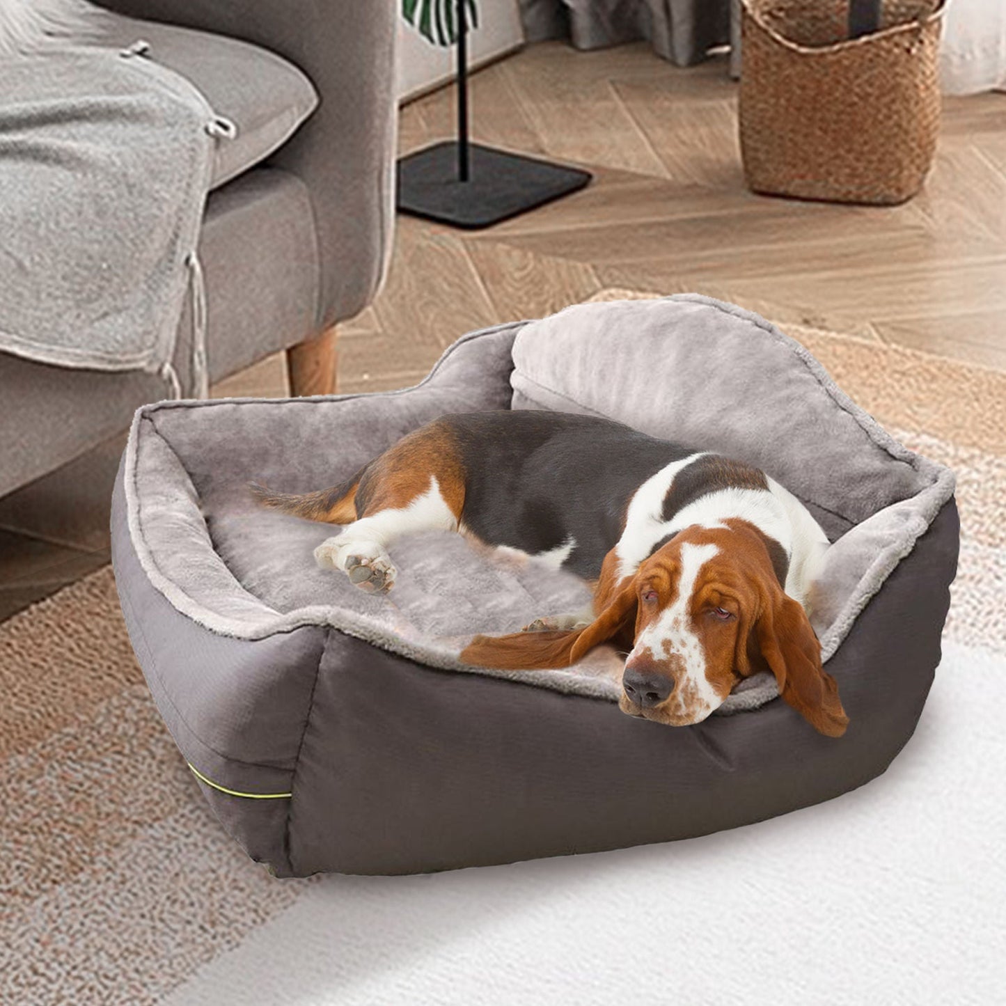 Sofa-Style Dog Bed Waterproof Washable Soft High Back Comfy Sleeping Kennel M - DogsDomain.com.au