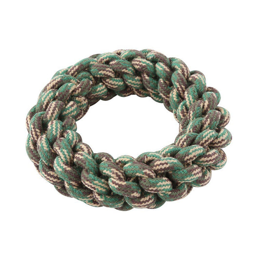 YES4PETS 2 x Dog Toy Cotton Rope Braided Ring Pet Toy Chew Rope Play Dental - DogsDomain.com.au
