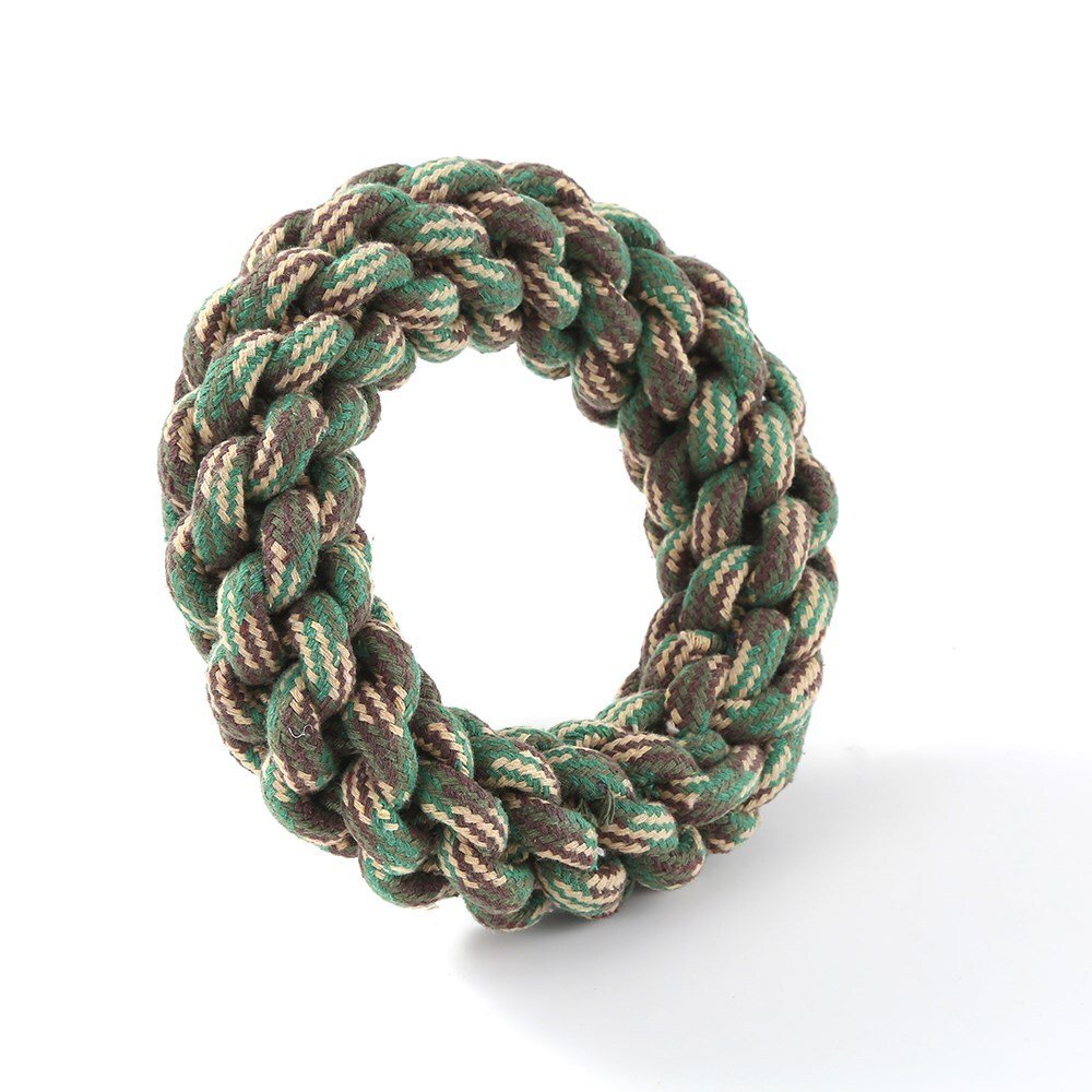 YES4PETS 2 x Dog Toy Cotton Rope Braided Ring Pet Toy Chew Rope Play Dental - DogsDomain.com.au
