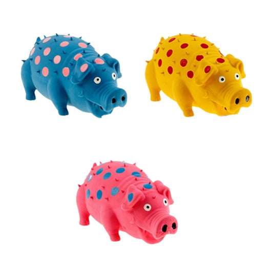 YES4PETS 3 x Large Dog Puppy Rubber Dental Hygiene Chew Play Toy Pig Latex 20cm - DogsDomain.com.au