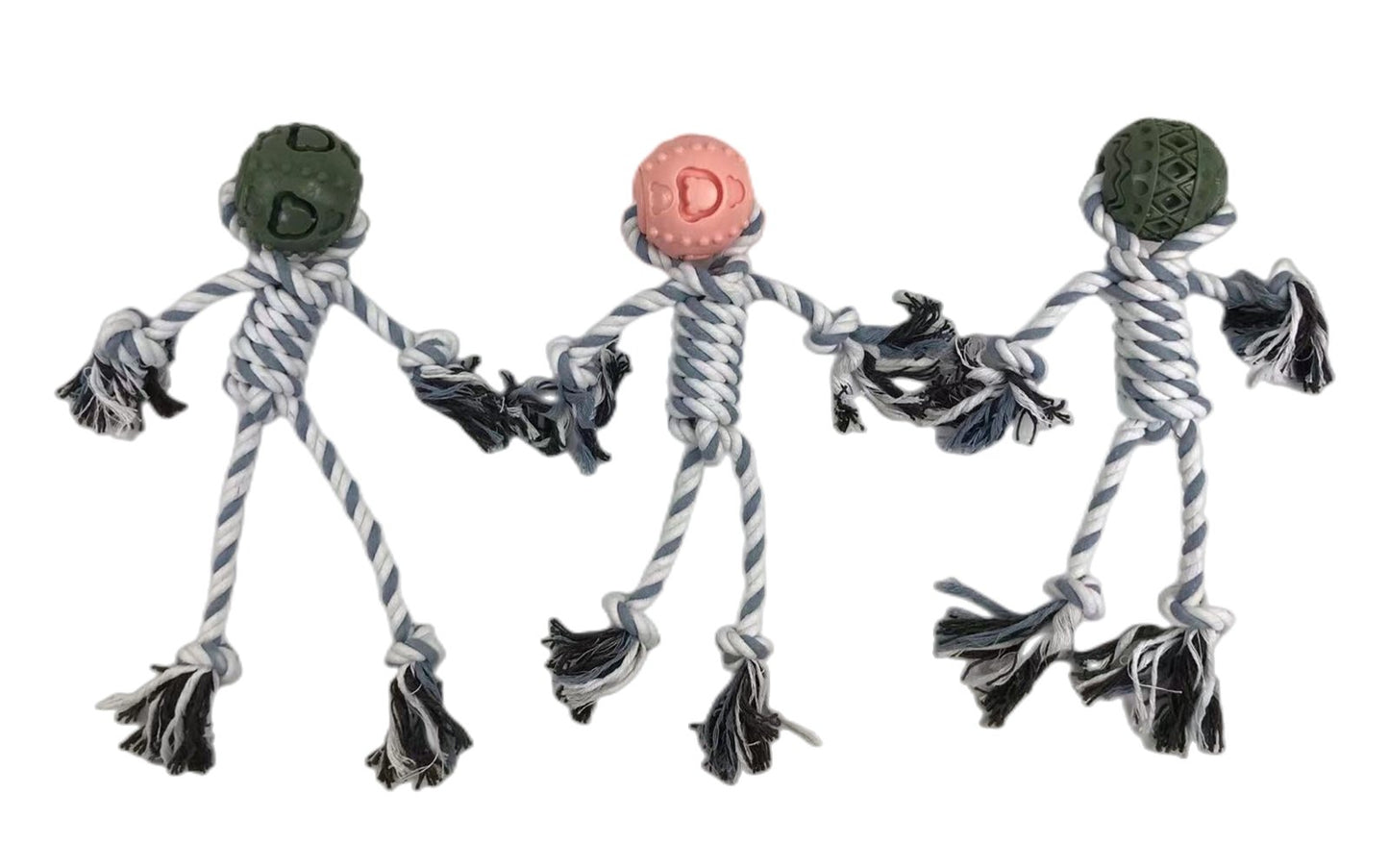 YES4PETS 3 x Pet Puppy Dog Toy Play Toy Rubber Ball Knotted Rope Toy - DogsDomain.com.au