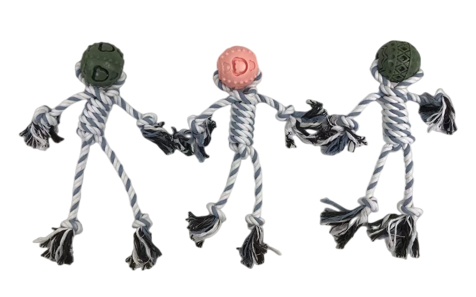 YES4PETS 3 x Pet Puppy Dog Toy Play Toy Rubber Ball Knotted Rope Toy - DogsDomain.com.au