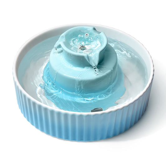 YES4PETS Blue Ceramic Electric Pet Water Fountain Dog Cat Water Feeder Bowl Dispenser - DogsDomain.com.au