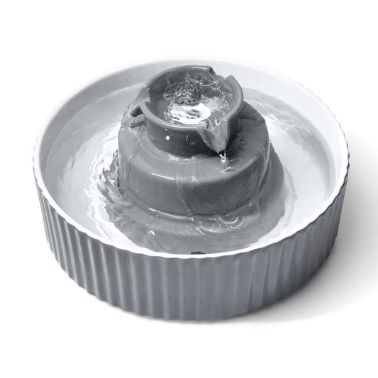 YES4PETS Grey Ceramic Electric Pet Water Fountain Dog Cat Water Feeder Bowl Dispenser - DogsDomain.com.au