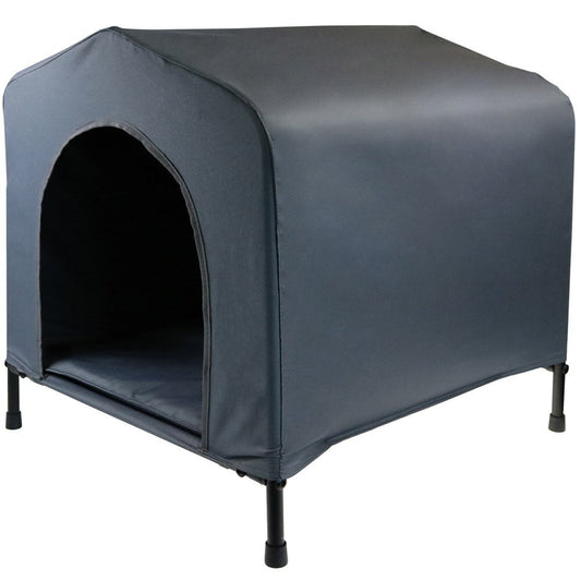 YES4PETS Grey L Portable Flea and Mite Resistant Dog Kennel House W Cushion - DogsDomain.com.au