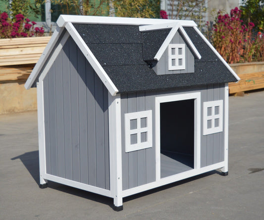 YES4PETS Grey Large Timber Pet Dog Puppy Wooden Cabin Kennel Timber House - DogsDomain.com.au