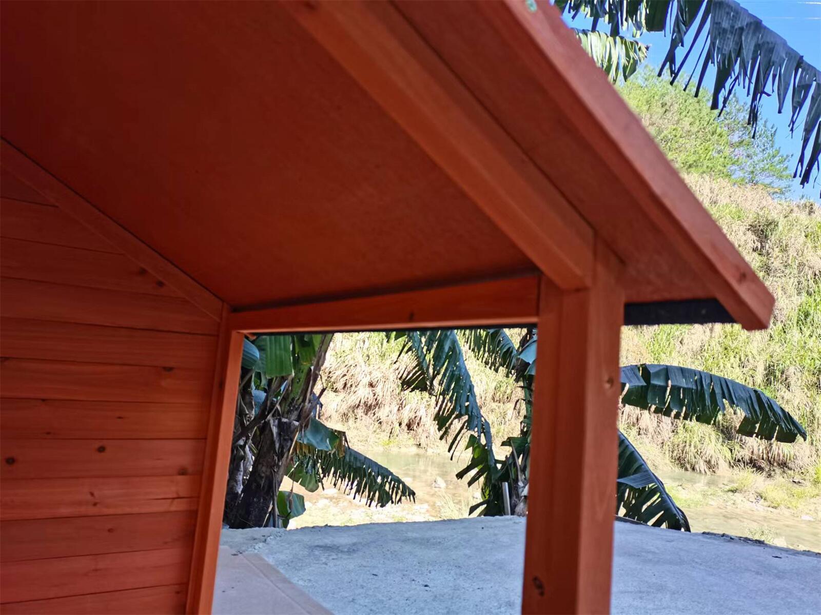 YES4PETS L Timber Pet Dog Kennel House Puppy Wooden Timber Cabin 130x105x100cm Brown - DogsDomain.com.au
