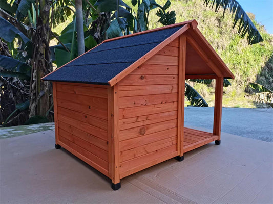 YES4PETS L Timber Pet Dog Kennel House Puppy Wooden Timber Cabin 130x105x100cm Brown - DogsDomain.com.au