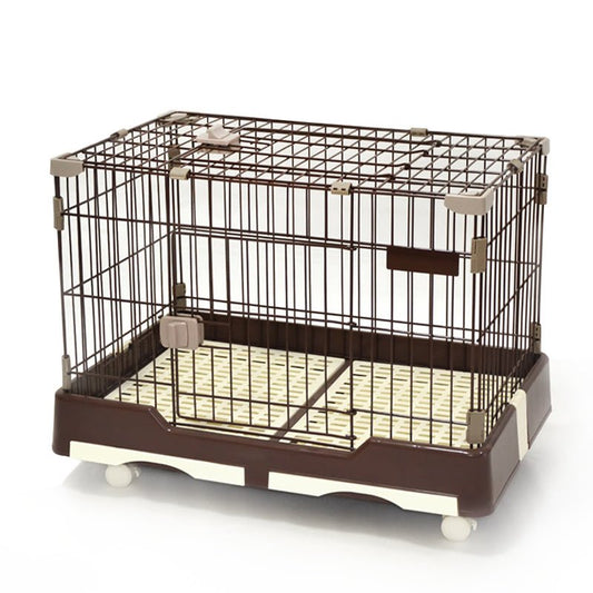 YES4PETS Large Brown Pet Dog Cage Cat Rabbit Crate Kennel With Potty Pad And Wheel - DogsDomain.com.au