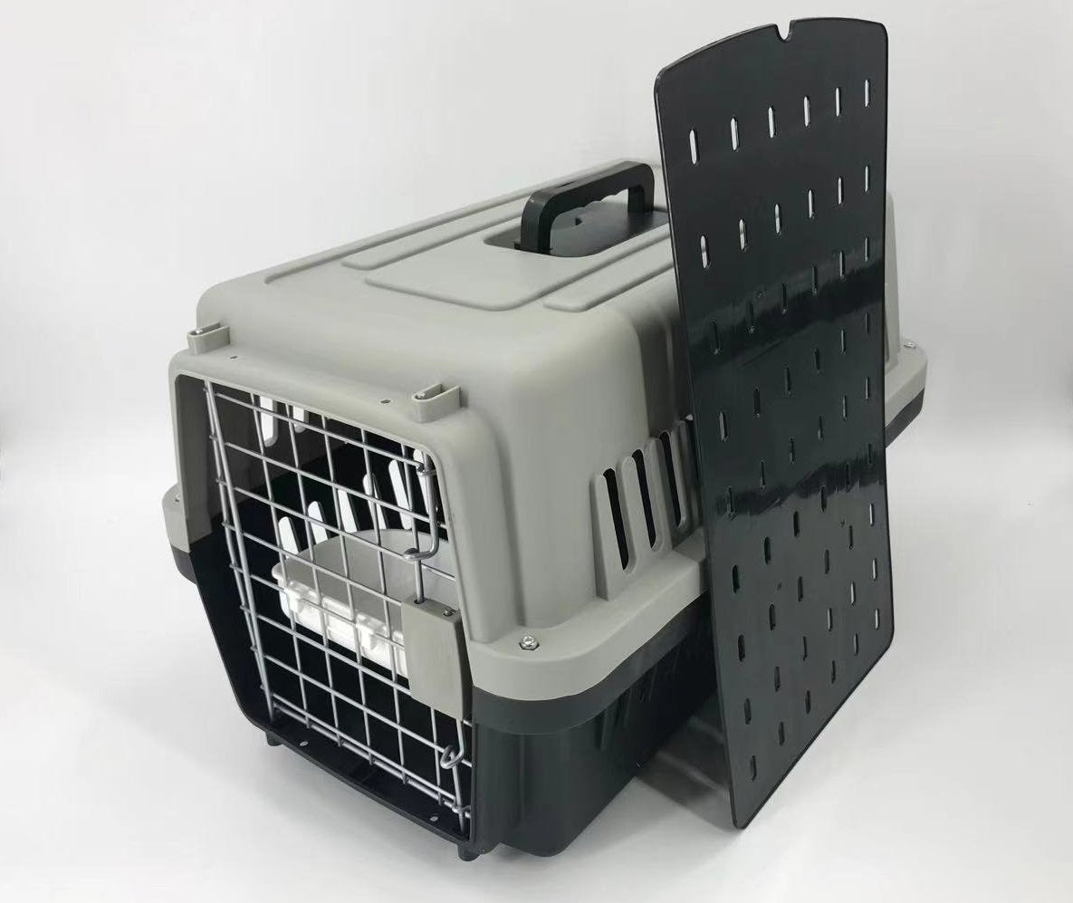 YES4PETS Medium Dog Cat Crate Pet Carrier Airline Cage With Bowl & Tray-Black - DogsDomain.com.au