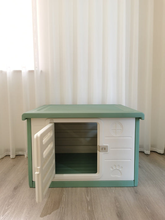 YES4PETS Medium Plastic Pet Dog Puppy Cat House Kennel Green - DogsDomain.com.au