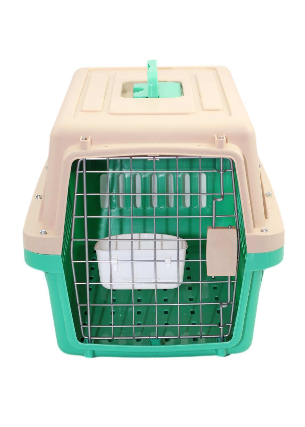 YES4PETS Small Dog Cat Crate Pet Airline Carrier Cage With Bowl and Tray-Green - DogsDomain.com.au