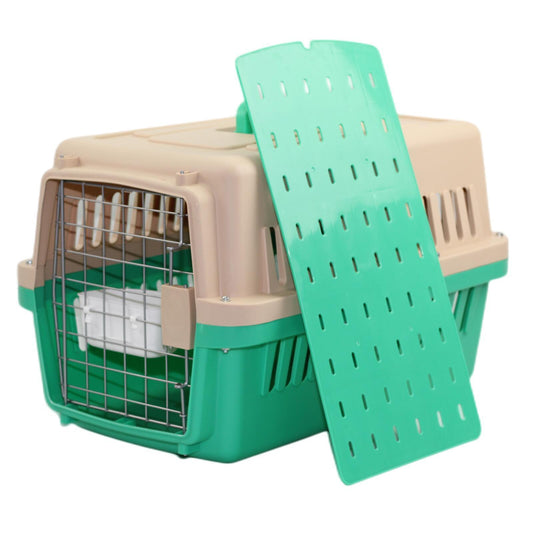 YES4PETS Small Dog Cat Crate Pet Airline Carrier Cage With Bowl and Tray-Green - DogsDomain.com.au