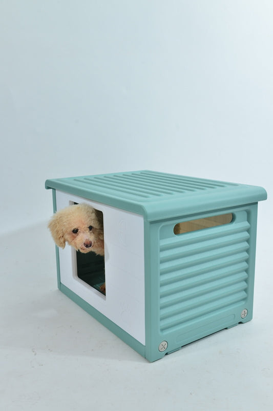 YES4PETS Small Plastic Pet Dog Puppy Cat House Kennel Green - DogsDomain.com.au