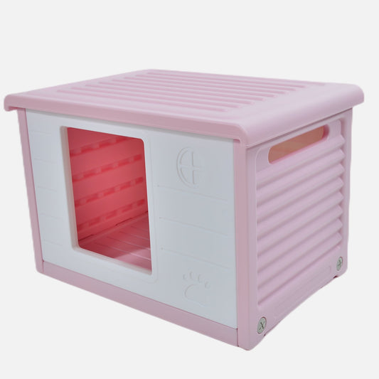 YES4PETS Small Plastic Pet Dog Puppy Cat House Kennel Pink - DogsDomain.com.au