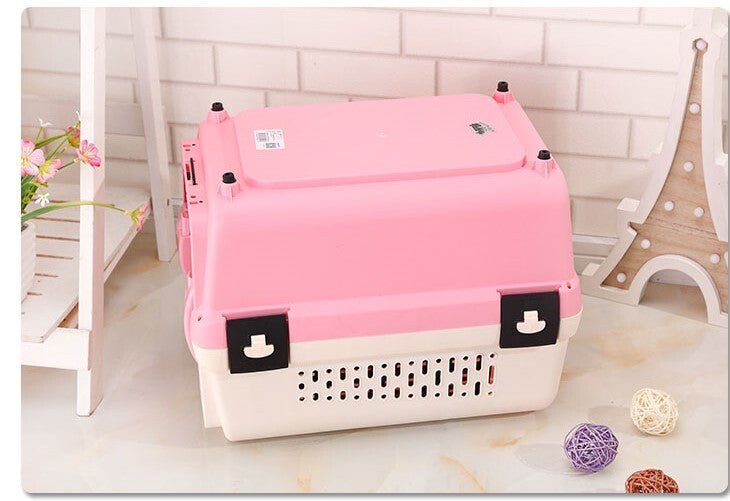 YES4PETS Small Portable Plastic Dog Cat Pet Pets Carrier Travel Cage With Tray-Pink - DogsDomain.com.au