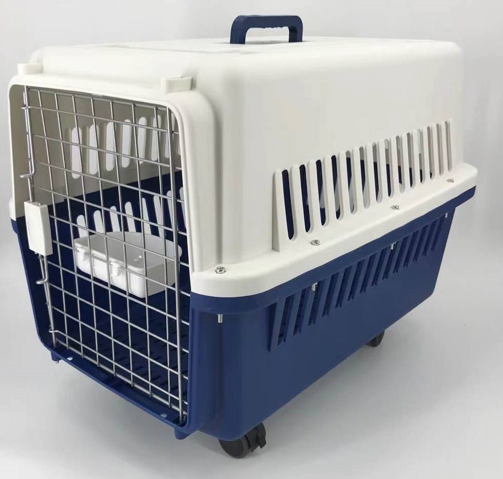 YES4PETS XL Dog Puppy Cat Crate Pet Rabbit Parrot Airline Carrier Cage W Bowl Tray & Wheel 72x53x53cm - DogsDomain.com.au