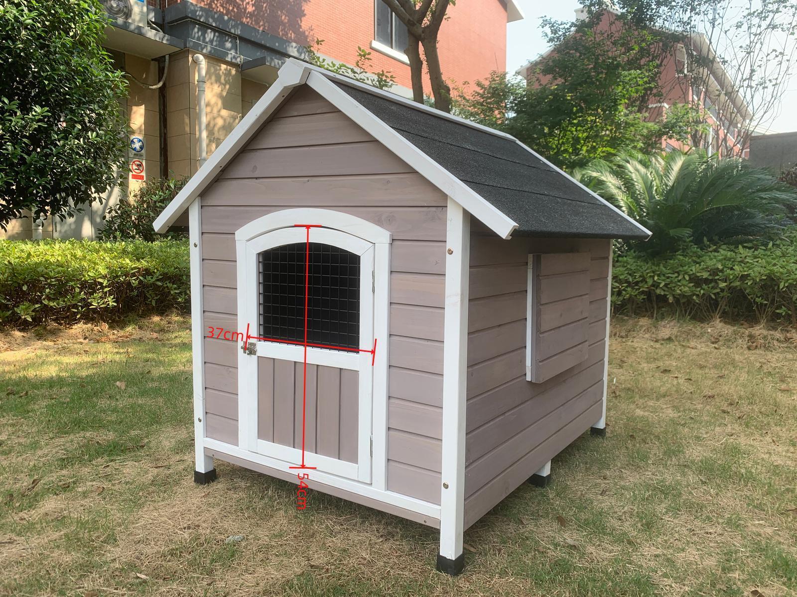 YES4PETS XL Timber Pet Dog Kennel House Puppy Wooden Timber Cabin With Door Grey - DogsDomain.com.au